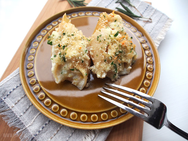 shells stuffed with smoked salmon, a staple when stocking your pantry for the firs time