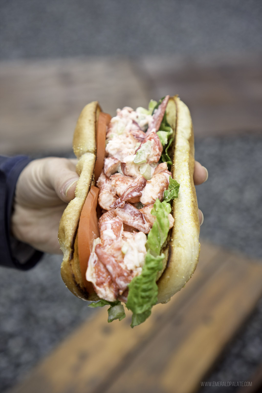 person holding lobster roll at best restaurant in Skagit County